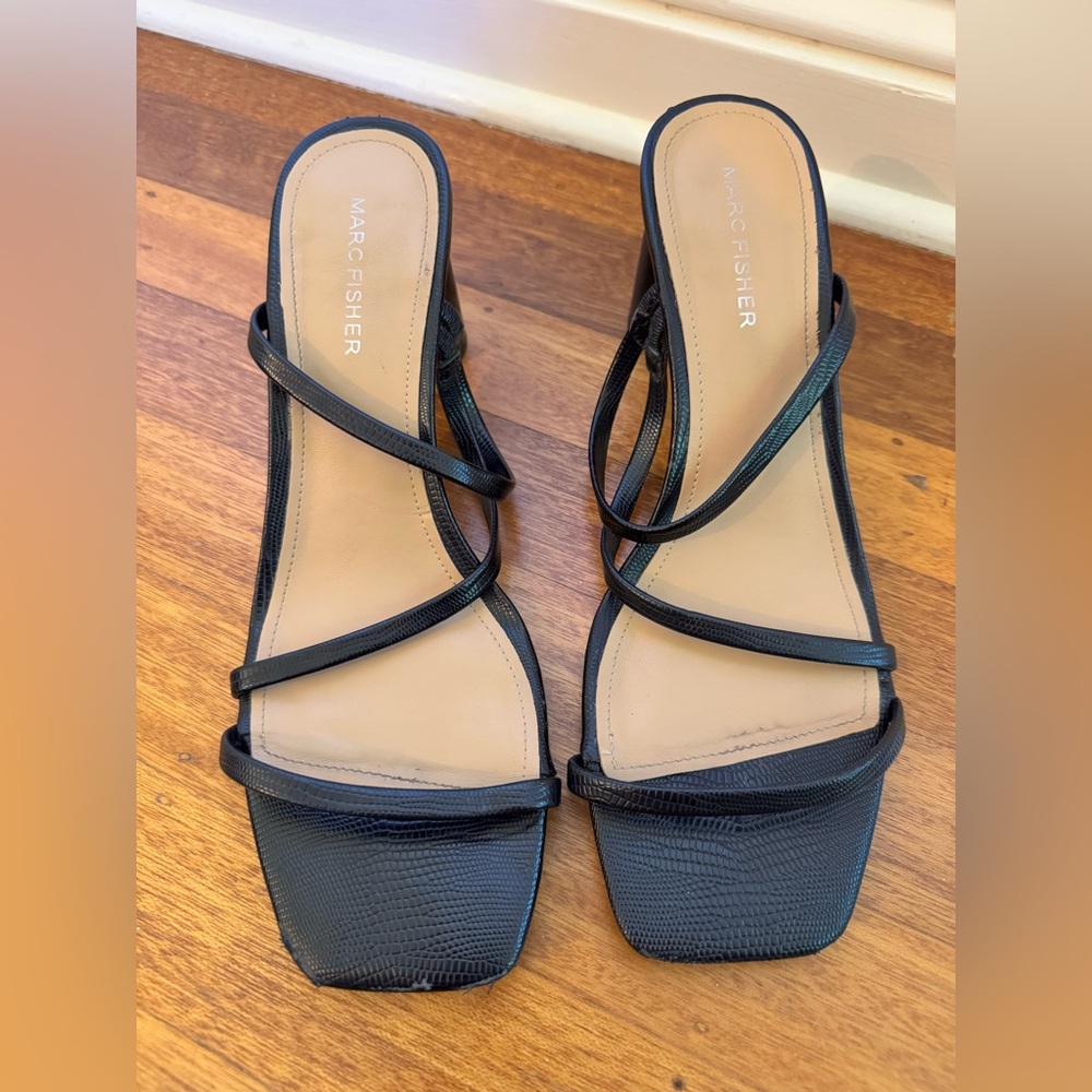 Marc Fisher Black Strappy Slide Sandals - Women’s 8.5